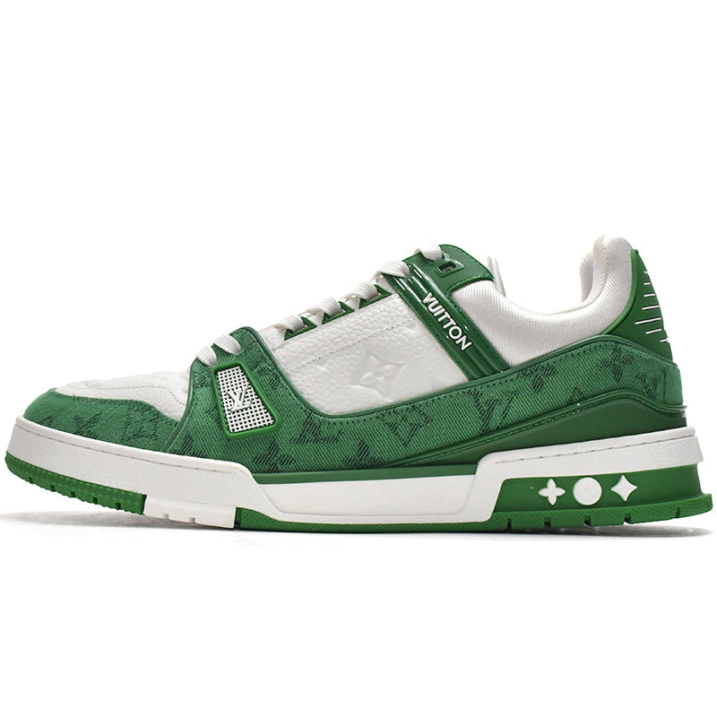 Louis Vuitton Trainer Green Monogram Denim White