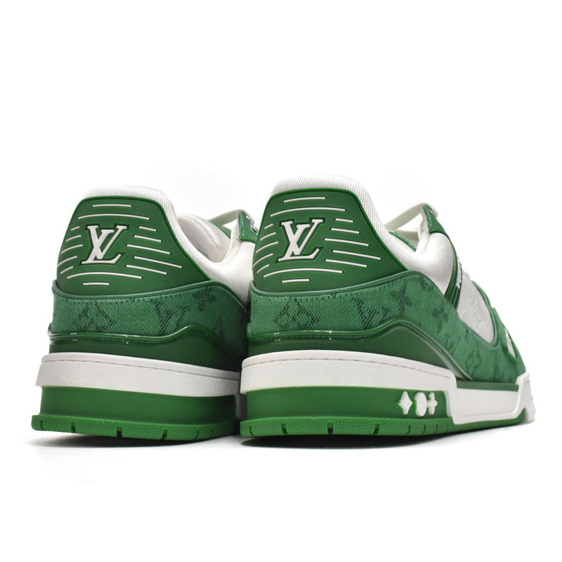 Louis Vuitton Trainer Green Monogram Denim White