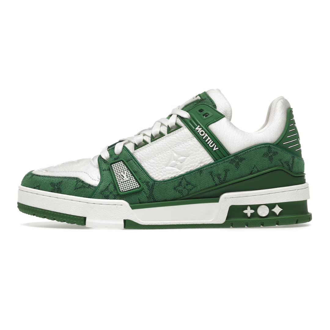 Louis Vuitton Trainer Green Monogram Denim White