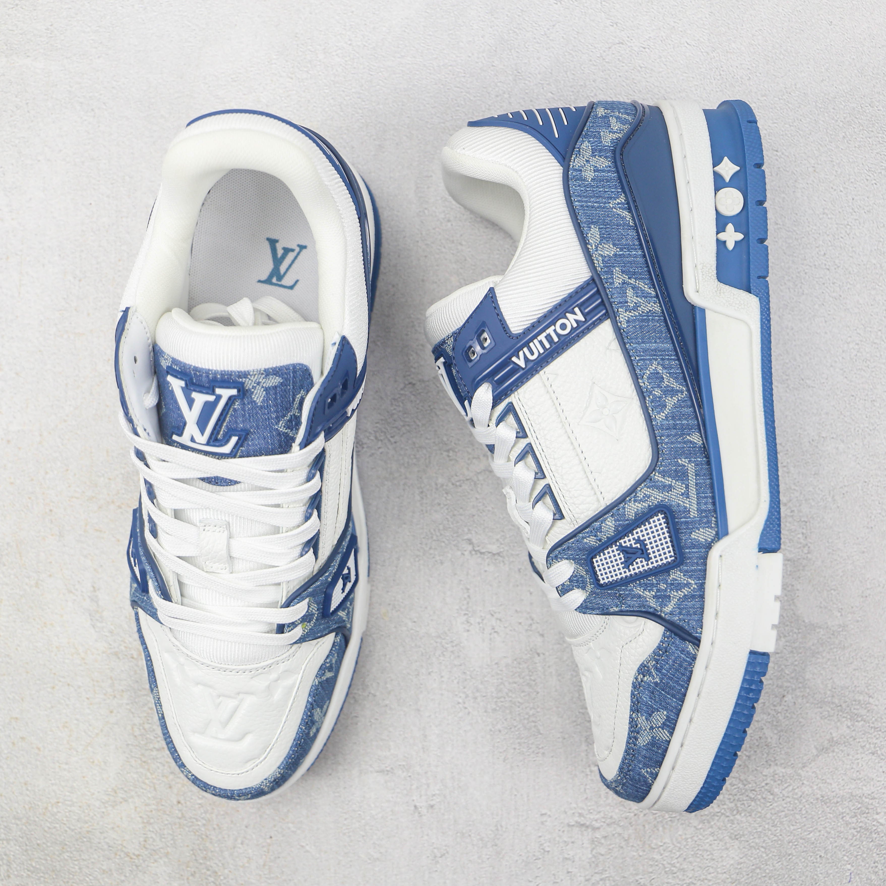 Louis Vuitton LV Trainer Monogram Denim White Blue