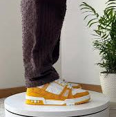 Louis Vuitton Trainer Yellow Monogram Denim White