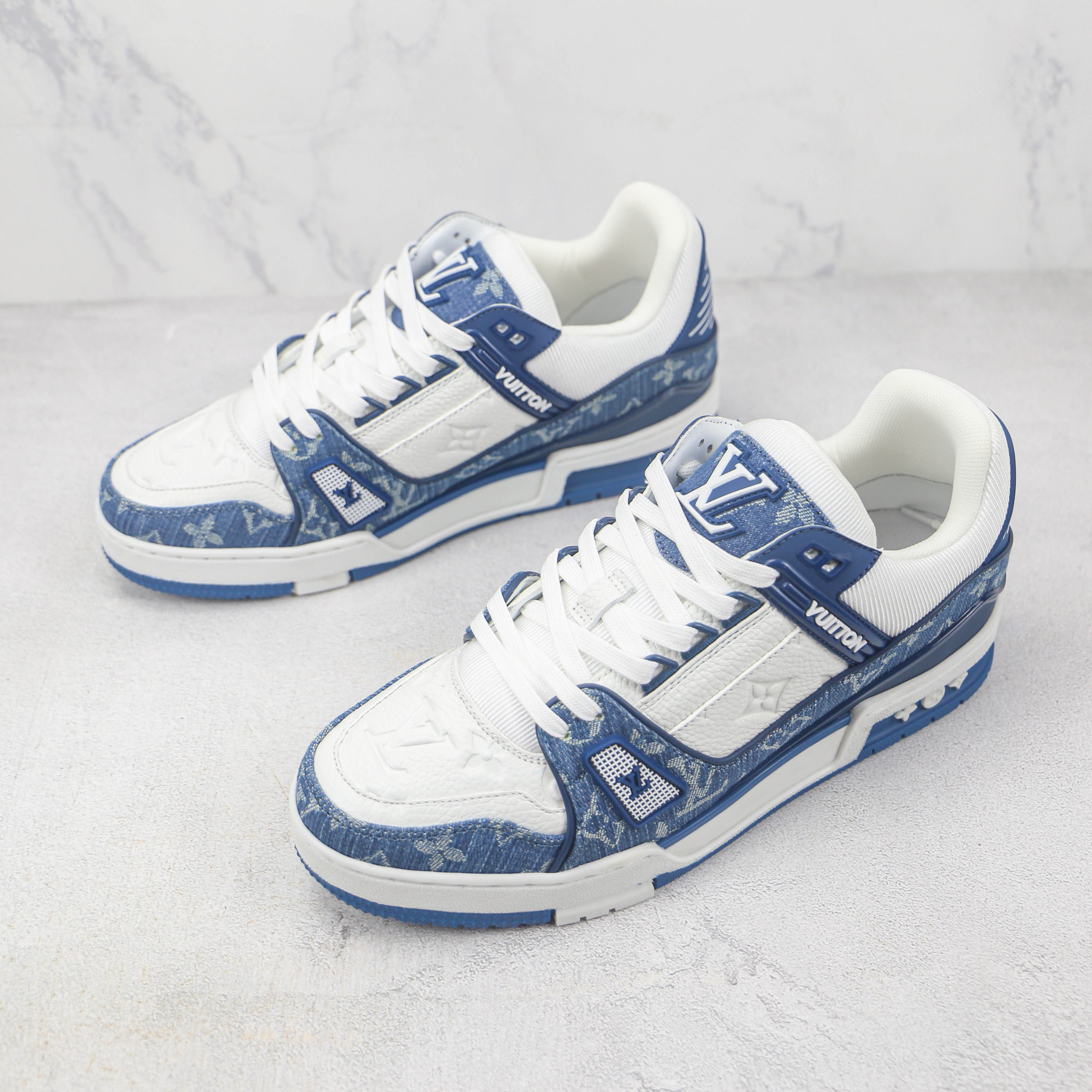 Louis Vuitton LV Trainer Monogram Denim White Blue