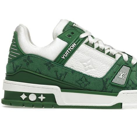 Louis Vuitton Trainer Green Monogram Denim White