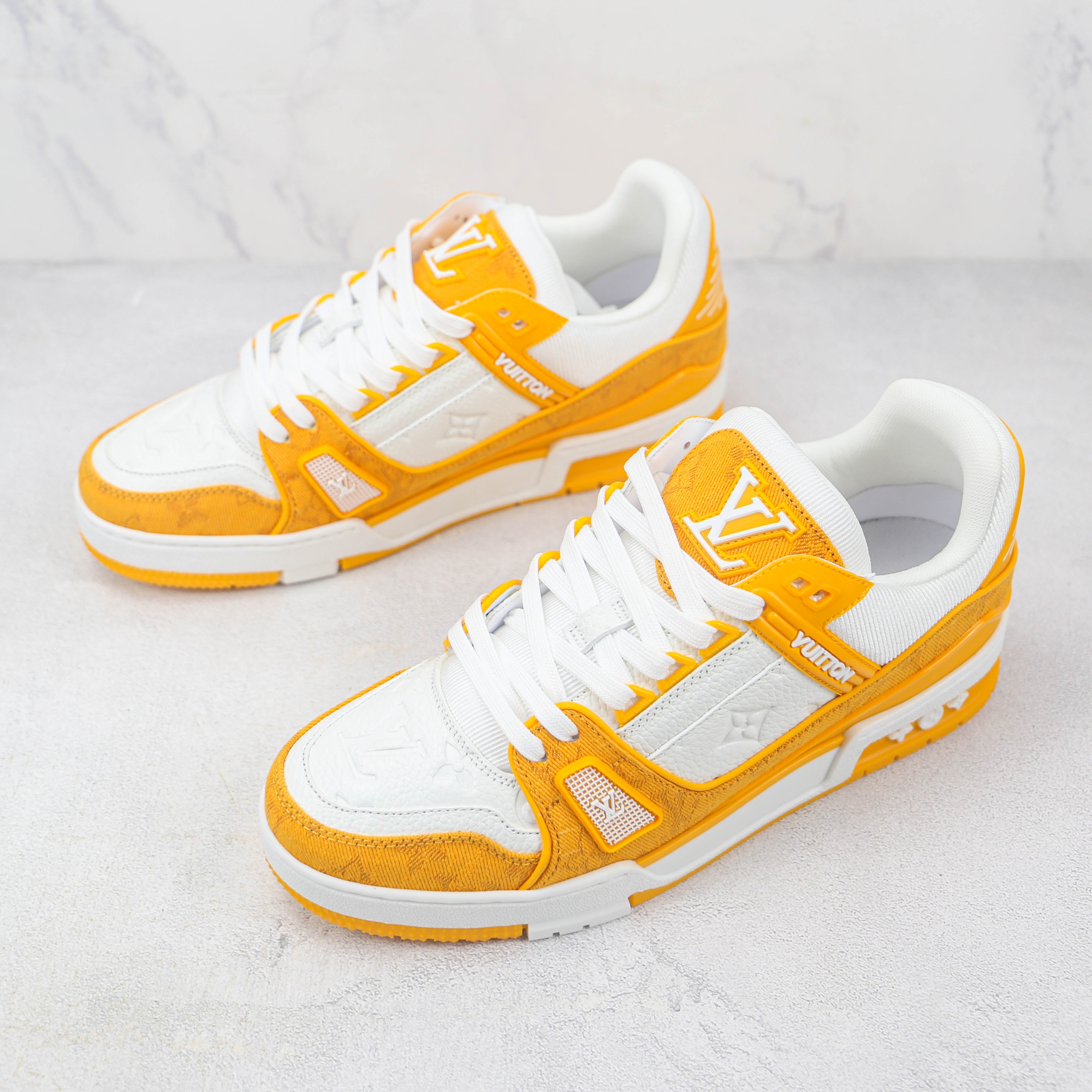 Louis Vuitton Trainer Yellow Monogram Denim White