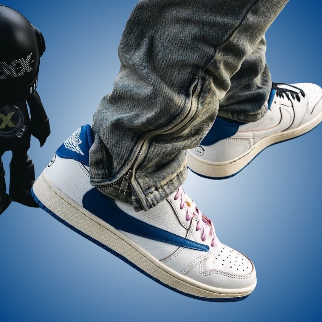 Air Jordan 1 Retro Low OG SP Fragment x Travis Scott Sail Military Blue