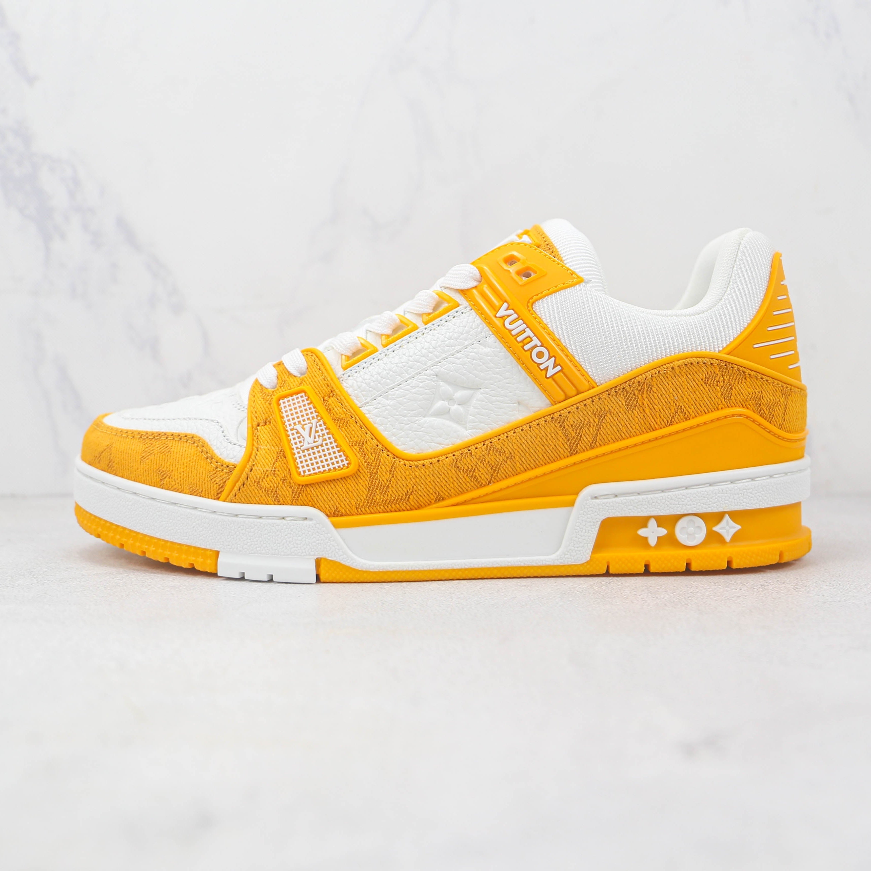 Louis Vuitton Trainer Yellow Monogram Denim White