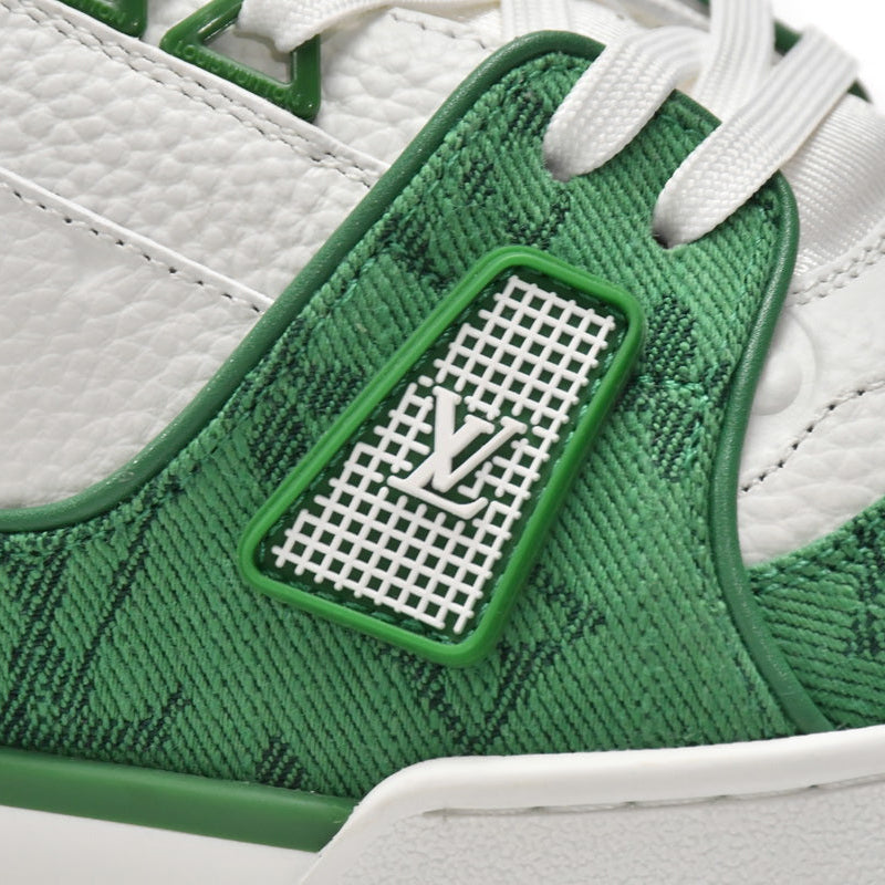 Louis Vuitton Trainer Green Monogram Denim White