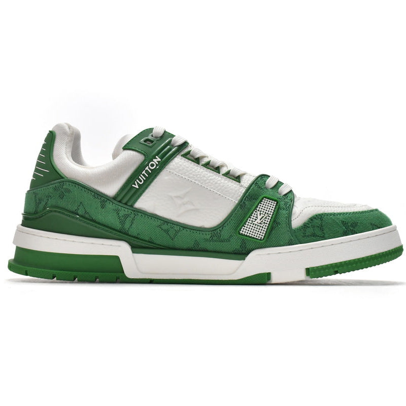 Louis Vuitton Trainer Green Monogram Denim White