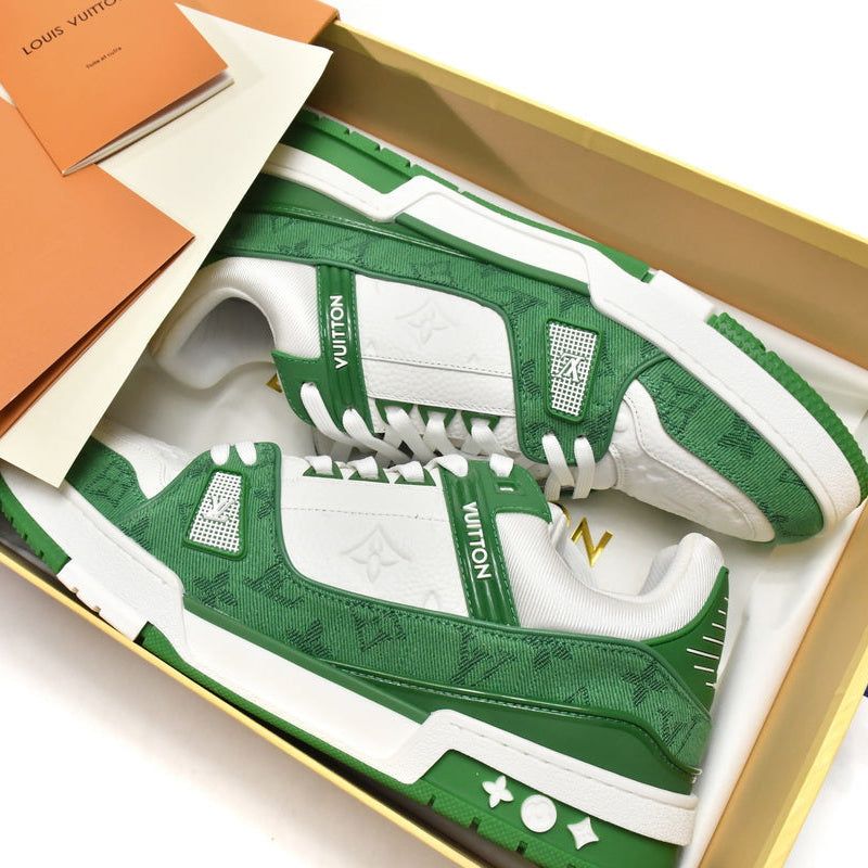 Louis Vuitton Trainer Green Monogram Denim White