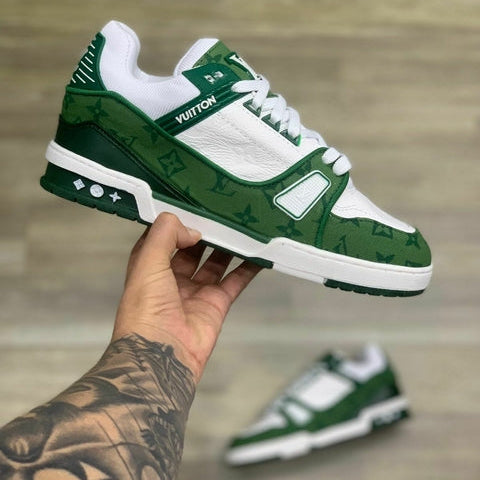 Louis Vuitton Trainer Green Monogram Denim White